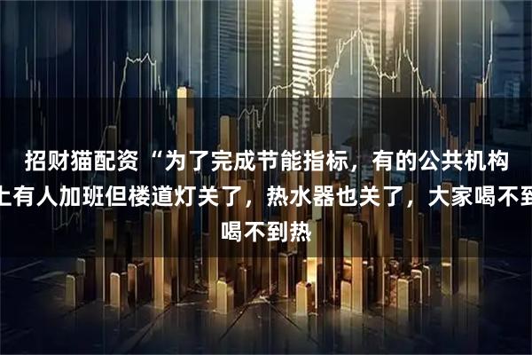 招财猫配资 “为了完成节能指标，有的公共机构晚上有人加班但楼道灯关了，热水器也关了，大家喝不到热